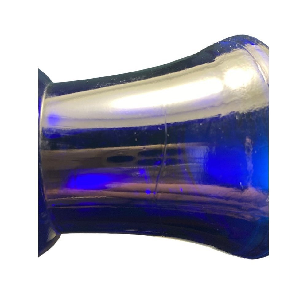 ANTIQUE 1930'S COBALT BLUE RIPPLE DOUBLE BUBBLE VASE - Picture 5 of 7